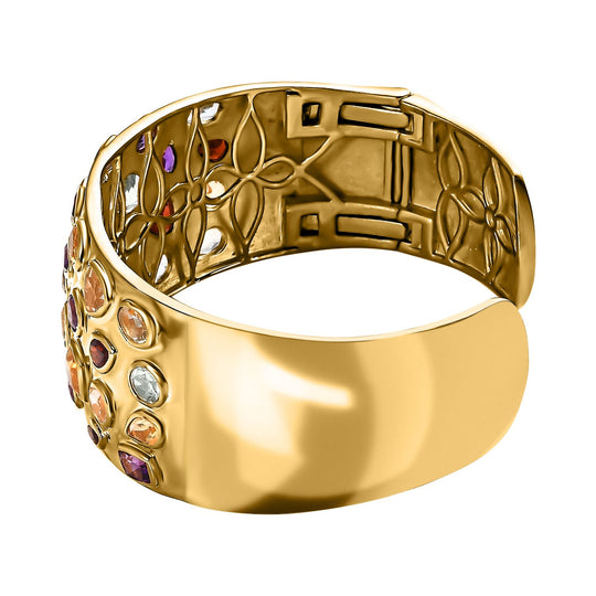 Designer Mehrfarbige Edelstein Armreif, ca. 19 cm, vergoldet ca. 17.28 ct