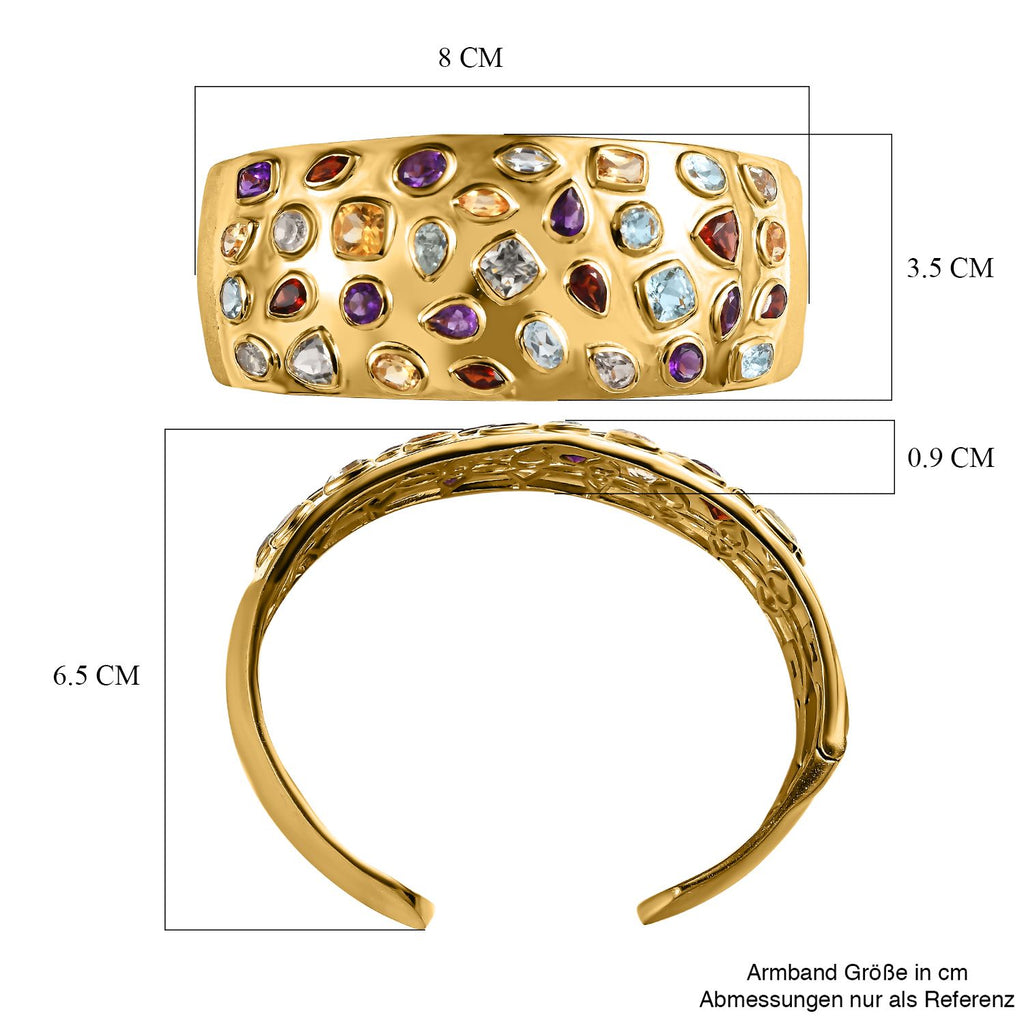 Designer Mehrfarbige Edelstein Armreif, ca. 19 cm, vergoldet ca. 17.28 ct