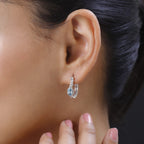 Kambodschanischer, blauer und weiße Zirkon-Creolen, 925 Silber platiniert ca. 1.65 ct
