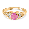 Ilakaka rosa Saphir (Fissure gefüllt), weißer Zirkon Ring, 925 Silber vergoldet (Größe 17.00) ca. 1.16 ct