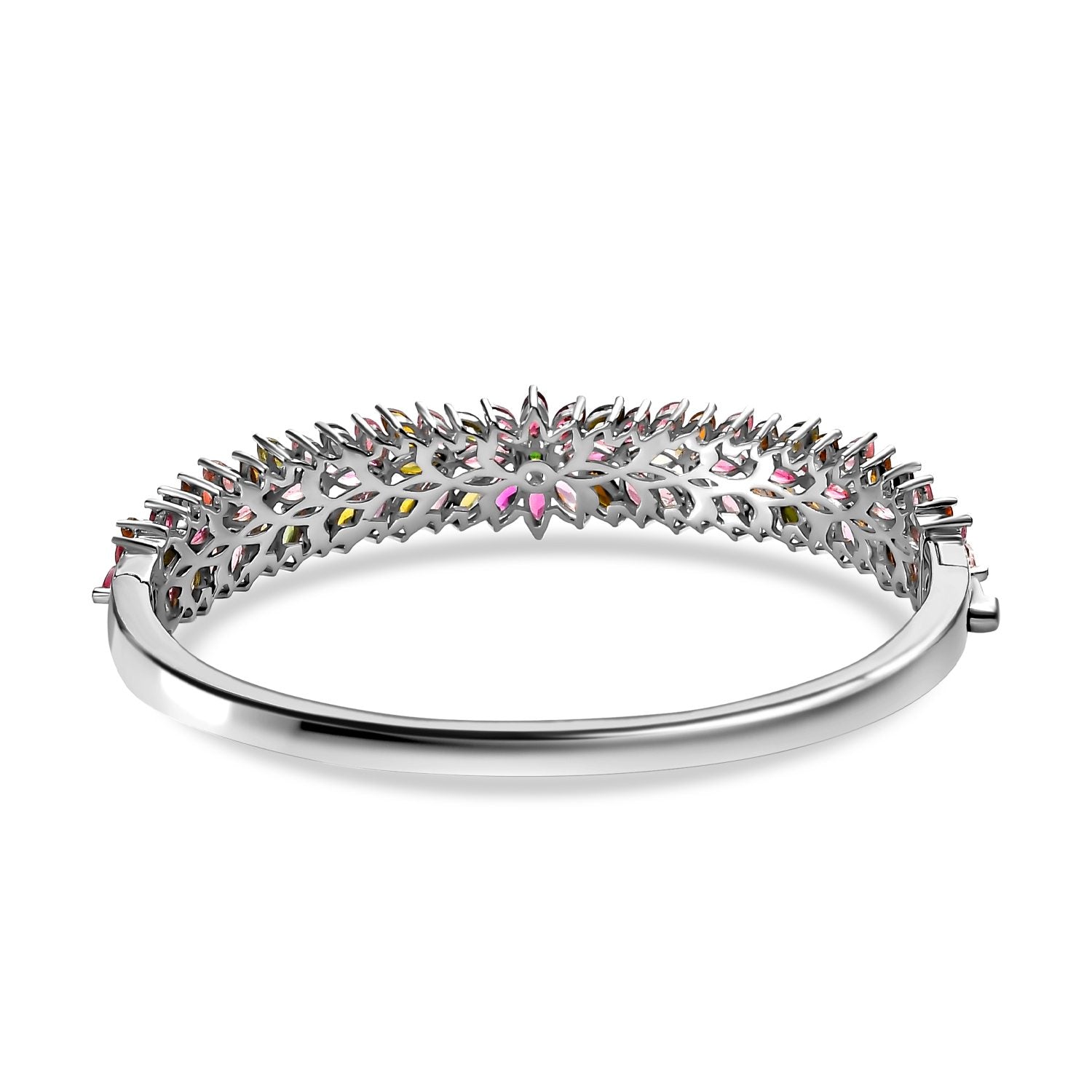 Mehrfarbiger-Turmalin Armreif, ca. 19 cm, 925 Silber platiniert ca. 10.13 ct