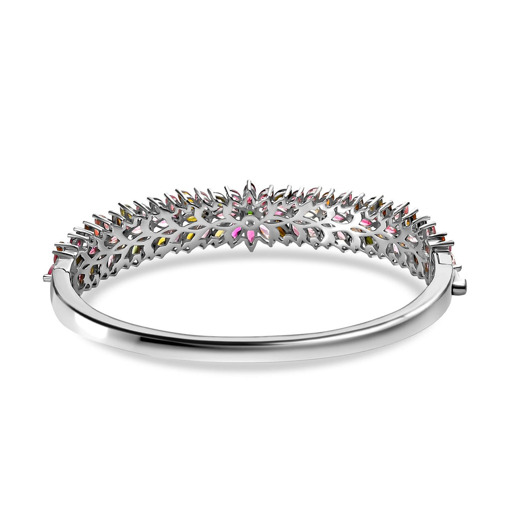 Mehrfarbiger-Turmalin Armreif, ca. 19 cm, 925 Silber platiniert ca. 10.13 ct