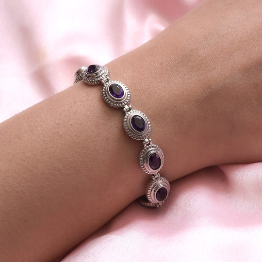 Afrikanisches Amethyst Armband, ca. 20 cm, Edelstahl ca. 9,14 ct