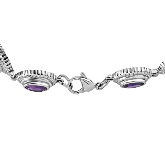 Afrikanisches Amethyst Armband, ca. 20 cm, Edelstahl ca. 9,14 ct