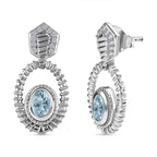 Espirito Santo Aquamarin und weiße Zirkon Ohrringe, 925 Silber platiniert ca. 1.24 ct