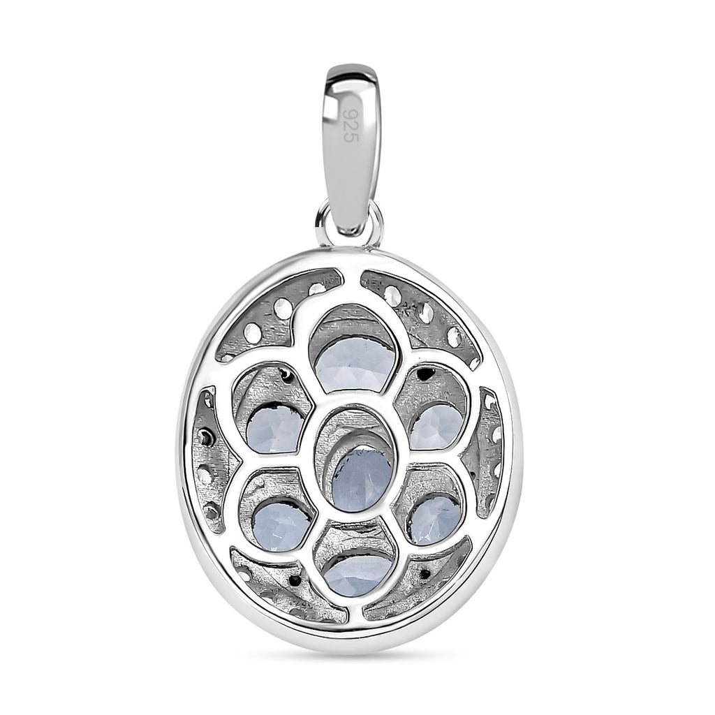 Espirito Santo Aquamarin und Weißer Zirkon Anhänger, 925 Silber platiniert ca. 2.87 ct