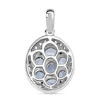 Espirito Santo Aquamarin und Weißer Zirkon Anhänger, 925 Silber platiniert ca. 2.87 ct
