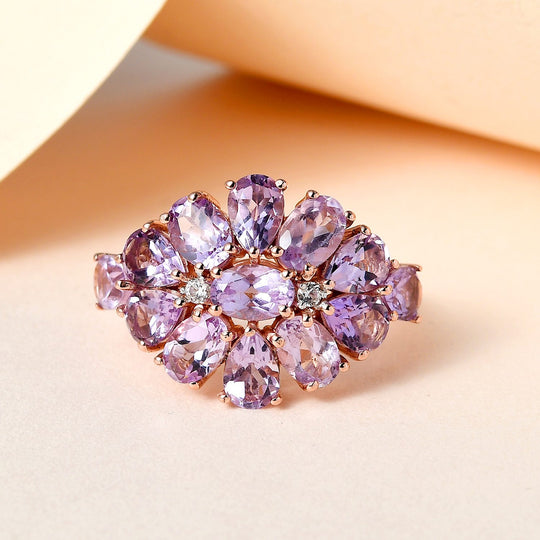 Rose de France Amethyst Ring, 925 Silber rosévergoldet ca. 5.05 ct