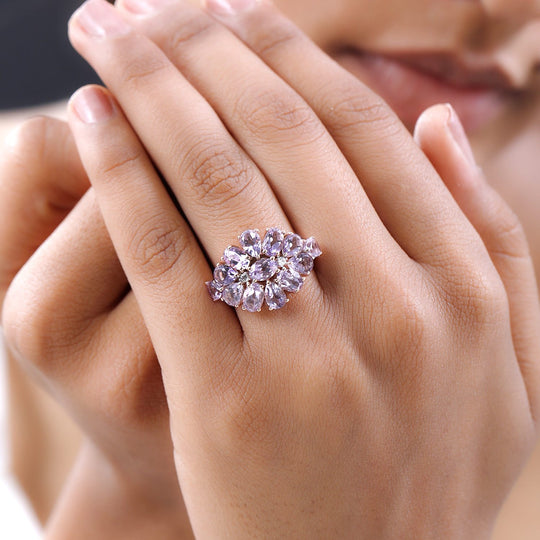 Rose de France Amethyst Ring, 925 Silber rosévergoldet ca. 5.05 ct