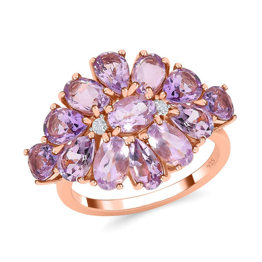 Rose de France Amethyst Ring, 925 Silber rosévergoldet ca. 5.05 ct
