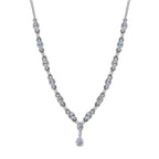Espirito Santo Aquamarin und Weißer Zirkon Collier, ca. 45 cm 925 Silber platiniert ca. 4.90 ct