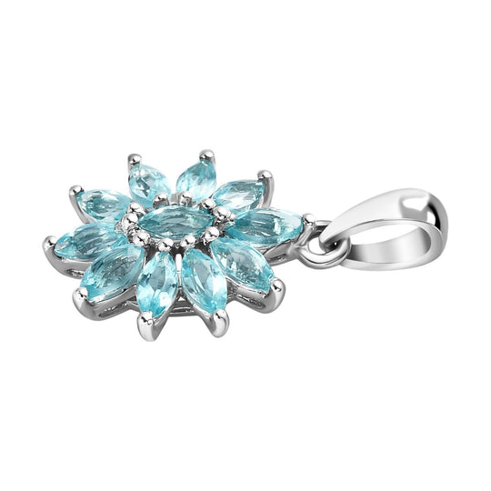 Paraiba-Apatit Anhänger 925 Silber platiniert ca. 1.05 ct