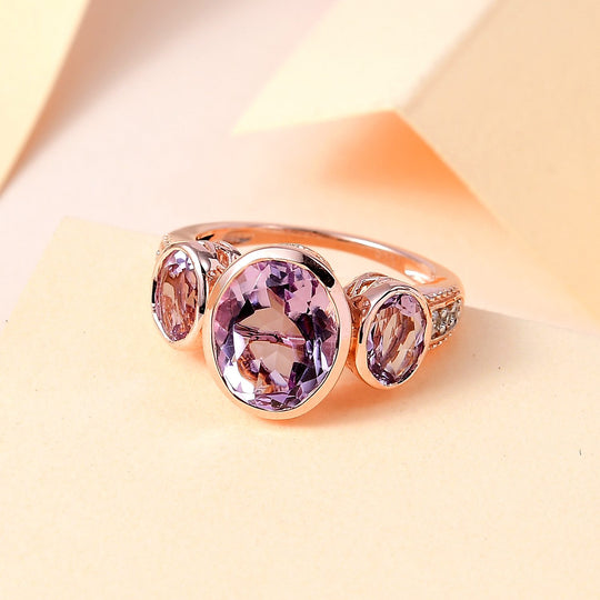 Rose De France Amethyst Ring, 925 Silber rosévergoldet, , ca. 5.09 ct