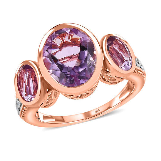 Rose De France Amethyst Ring, 925 Silber rosévergoldet, , ca. 5.09 ct