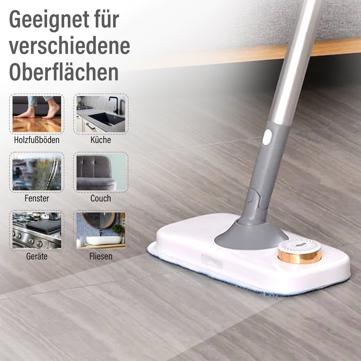 HOMESMART- Multifunktioneller Dampfmopp, Größe 32,5X22X120cm, weiß