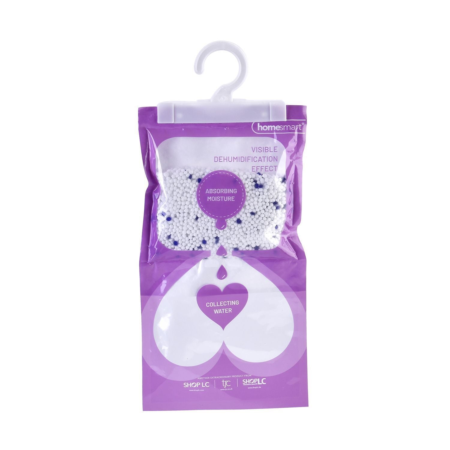 HOME SMART Hängende Luftentfeuchter Tasche 220g*10 1.N.W: 220g Calciumchlorid pro Tasche 2. Lavendel-Duft 3. Weißer oder blauer Haken+angepasster Innenbeutel (Tyvek)+leerer Außenbeutel
