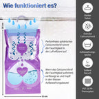 HOME SMART Hängende Luftentfeuchter Tasche 220g*10 1.N.W: 220g Calciumchlorid pro Tasche 2. Lavendel-Duft 3. Weißer oder blauer Haken+angepasster Innenbeutel (Tyvek)+leerer Außenbeutel