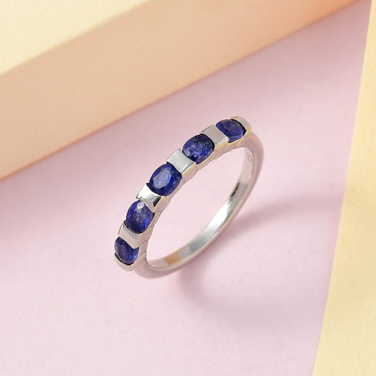 Masoala Saphir (Fissure gefüllt) Ring 925 Silber platiniert ca. 1.23 ct