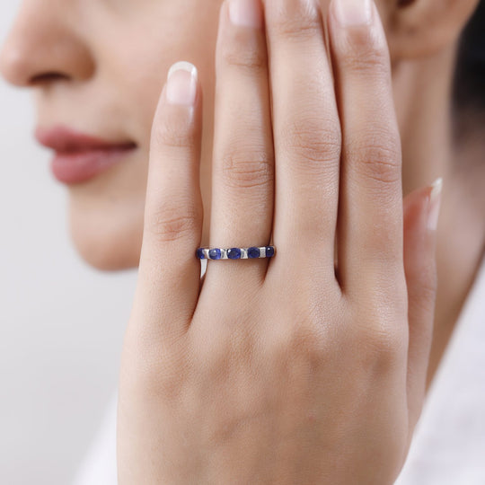 Masoala Saphir (Fissure gefüllt) Ring 925 Silber platiniert ca. 1.23 ct