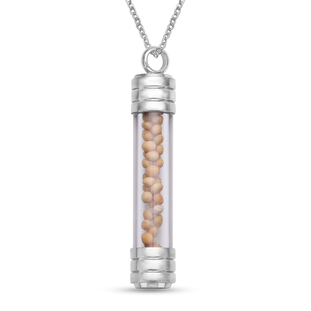 Senfkorn Anhänger mit Kette, ca. 50 cm, 316L Edelstahl 0.20 ct