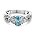 Kambodschanischer blauer und Weißer Zirkon Ring 925 Silber platiniert (Größe 16.00)