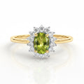Peridot, Weißer Zirkon Ring 925 Silber 585 Vergoldet (Größe 15.75) ca. 1,32 ct
