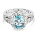Blauer und Weißer Zirkon Ring 925 Silber platiniert (Größe 16.00)