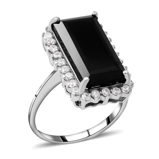 Schwarzer Spinell-Ring, 925 Silber platiniert ca. 11.24 ct