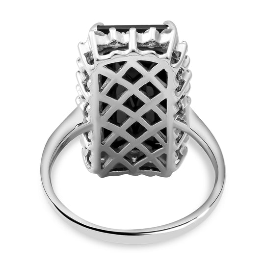 Schwarzer Spinell-Ring, 925 Silber platiniert ca. 11.24 ct