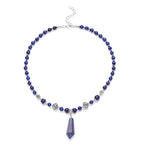 Lapislazuli Halskette, ca. 45 cm, silberfarben ca. 101.00 ct