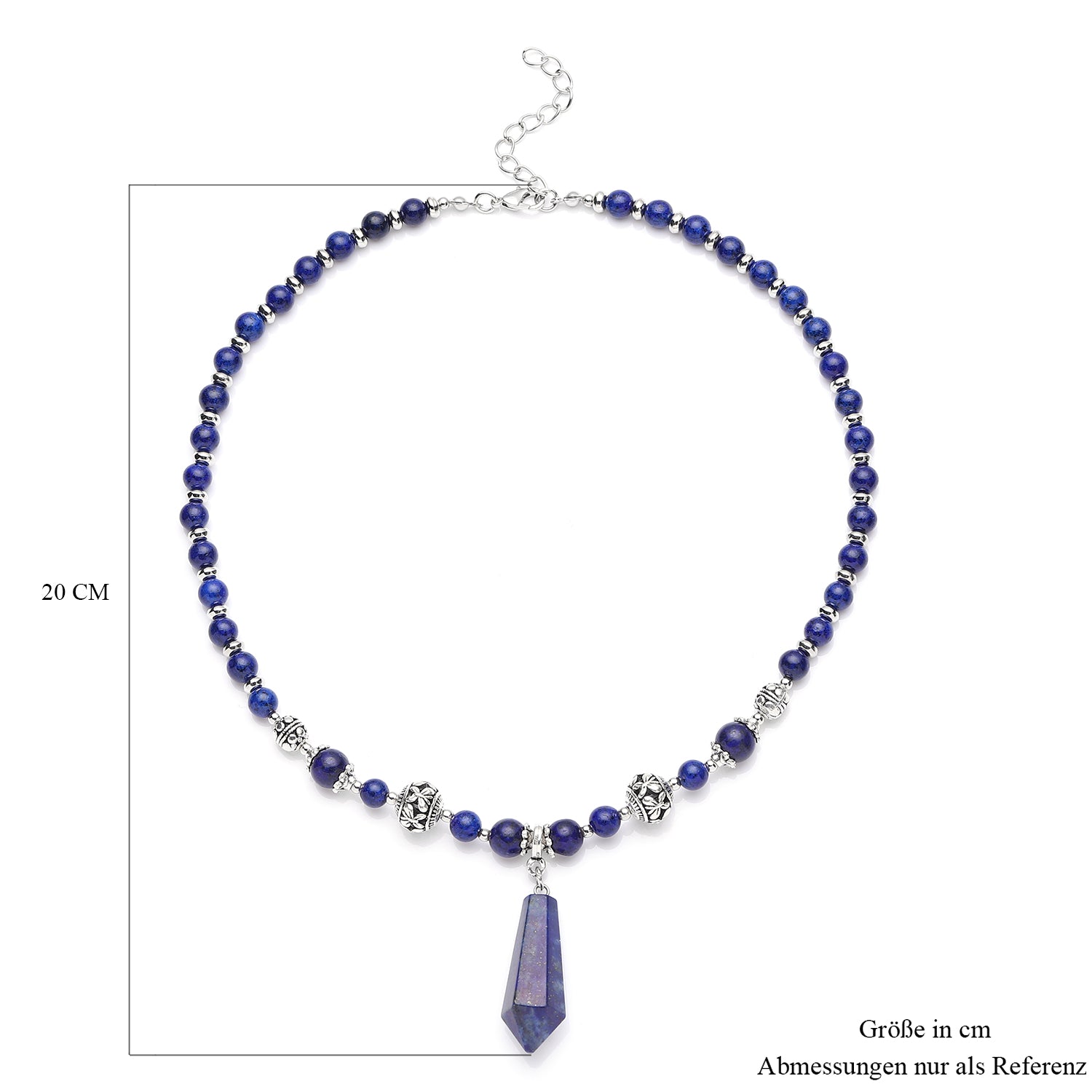 Lapislazuli Halskette, ca. 45 cm, silberfarben ca. 101.00 ct