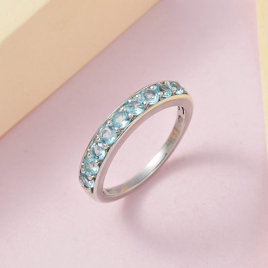 Paraiba-Apatit Ring 925 Silber platiniert ca. 0.83 ct