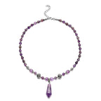 Afrikanische Amethyst-Halskette, ca. 45 cm, silberfarben ca. 101,00 ct