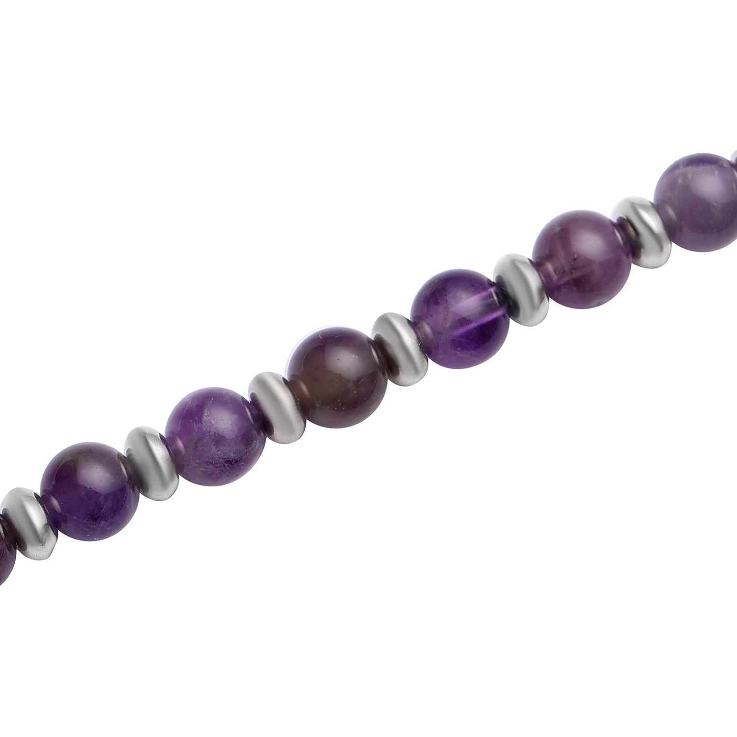 Afrikanische Amethyst-Halskette, ca. 45 cm, silberfarben ca. 101,00 ct