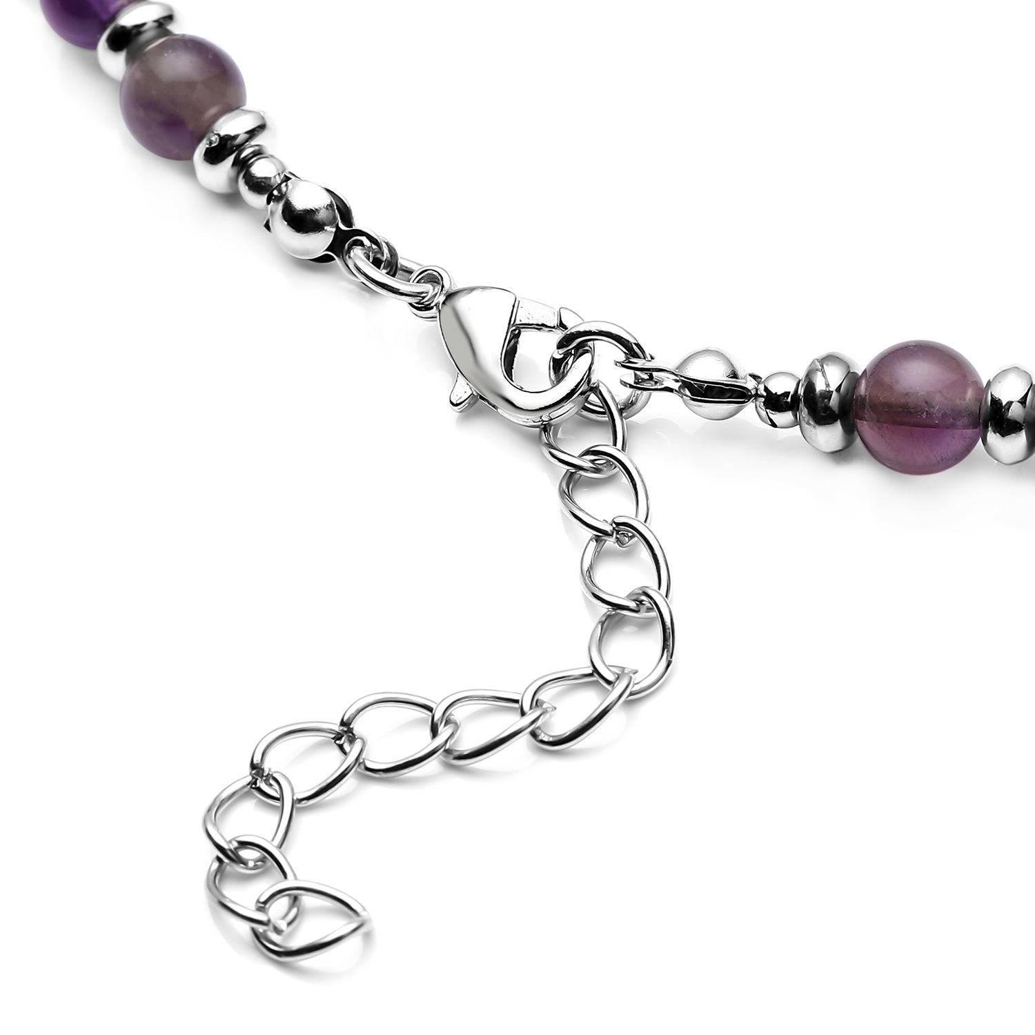 Afrikanische Amethyst-Halskette, ca. 45 cm, silberfarben ca. 101,00 ct