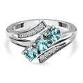 Paraiba-Apatit, weißer Zirkon Ring, 925 Silber platiniert (Größe 17.00) ca. 1.08 ct