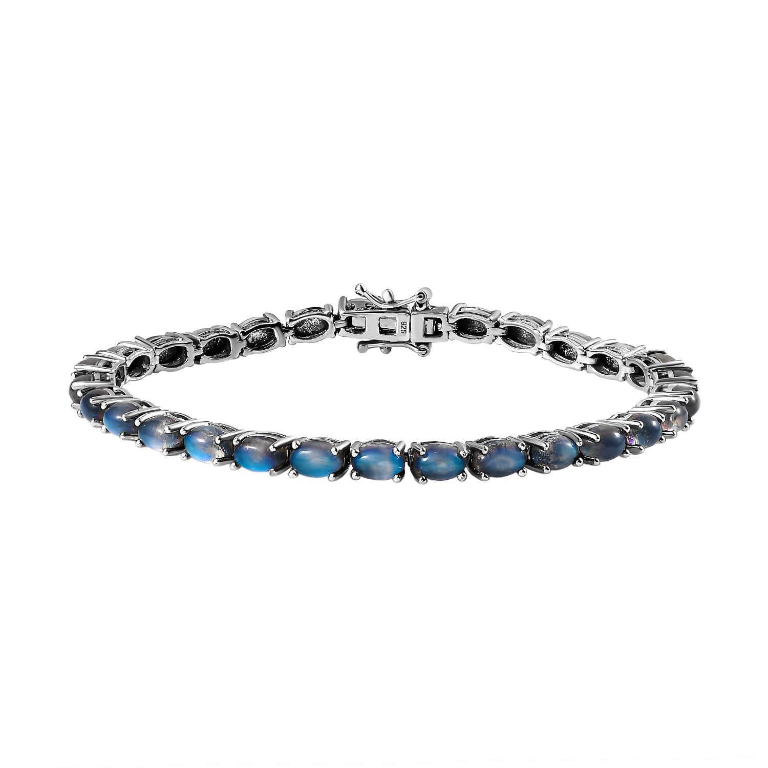 Aurora Mondstein Armband, ca. 19 cm, 925 Silber platiniert ca. 15.20 ct