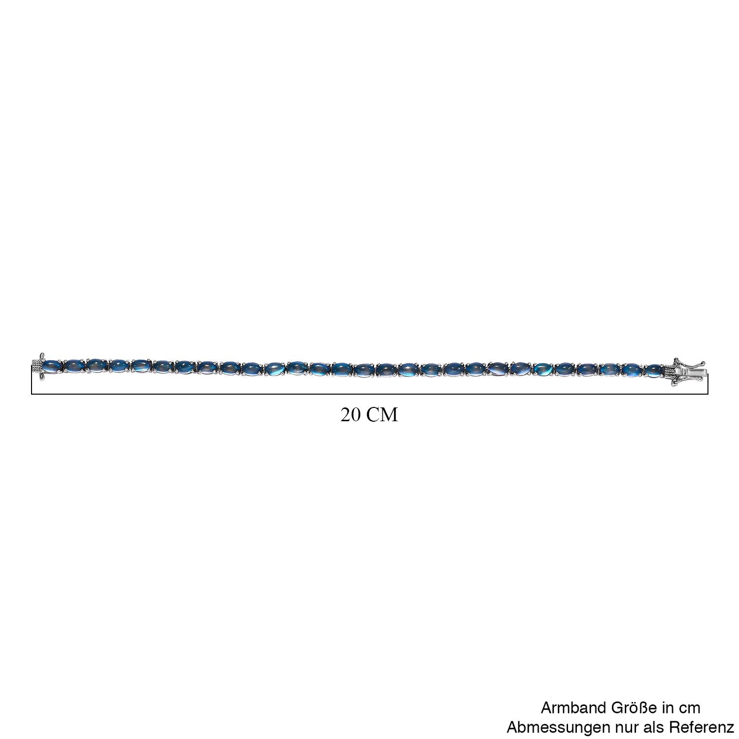 Aurora Mondstein Armband, ca. 19 cm, 925 Silber platiniert ca. 15.20 ct