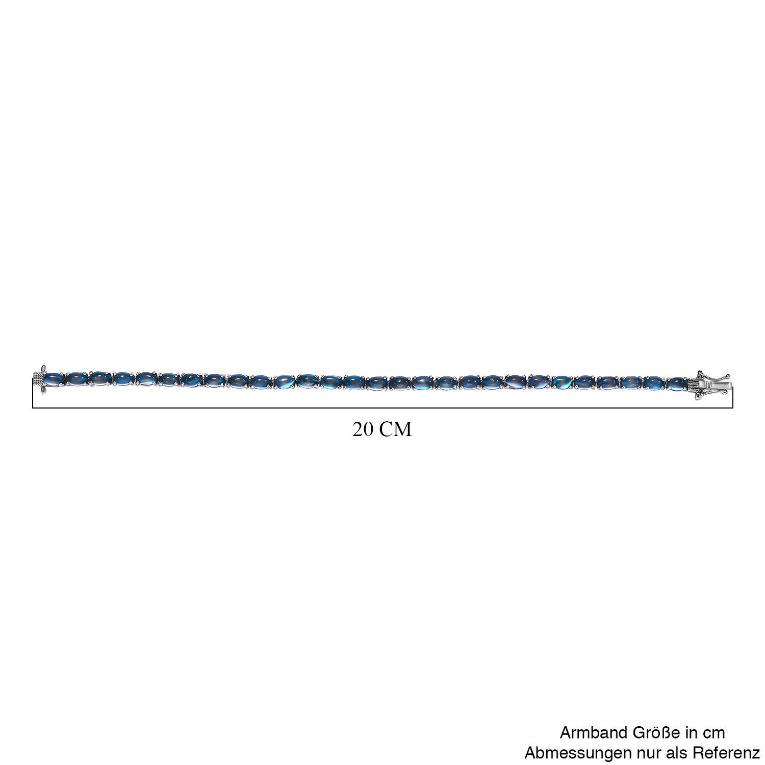 Aurora Mondstein Armband, ca. 19 cm, 925 Silber platiniert ca. 15.20 ct