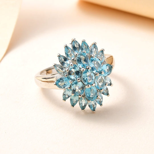 Paraiba-Apatit Ring, 925 Silber platiniert, , ca. 2.79 ct