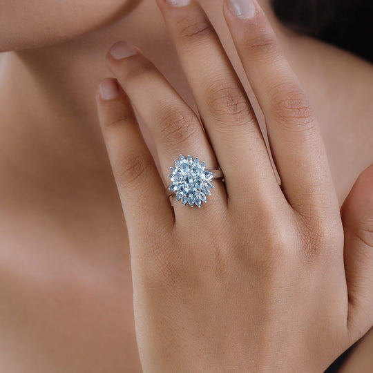 Paraiba-Apatit Ring, 925 Silber platiniert, , ca. 2.79 ct