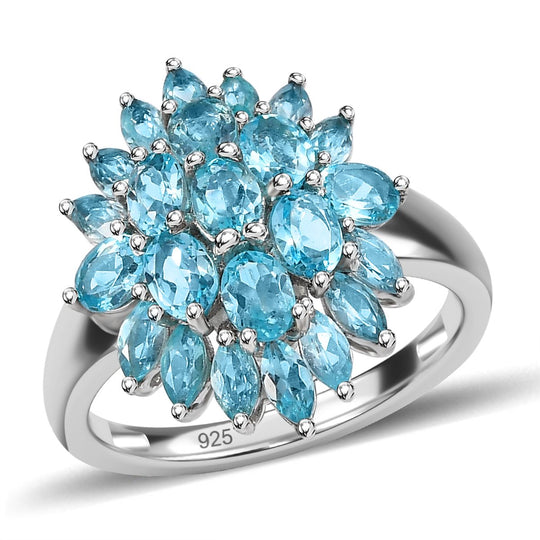 Paraiba-Apatit Ring, 925 Silber platiniert, , ca. 2.79 ct