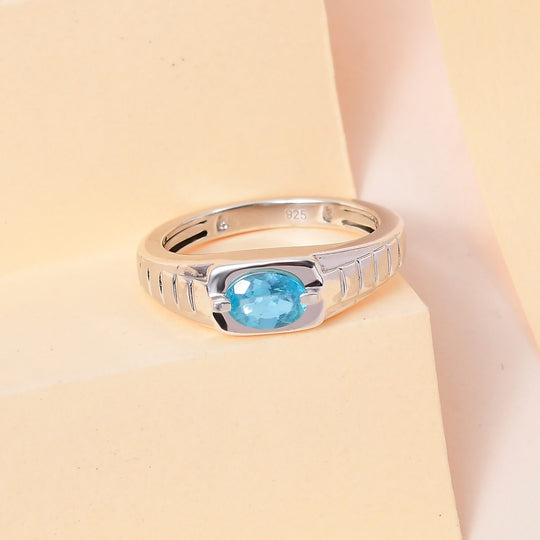 Paraiba-Apatit Ring 925 Silber platiniert ca. 0.84 ct