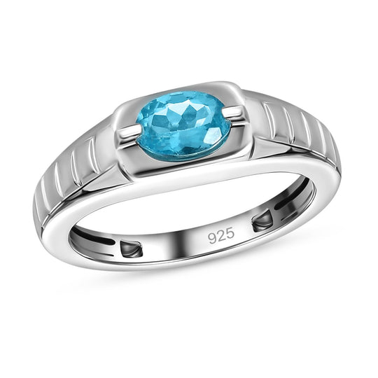 Paraiba-Apatit Ring 925 Silber platiniert ca. 0.84 ct