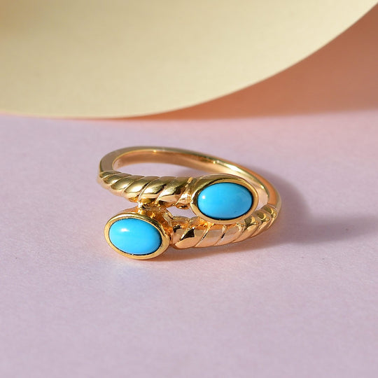 Amerikanischer, natürlicher Sleeping Beauty Türkis Ring 925 Silber vergoldet ca. 0.83 ct