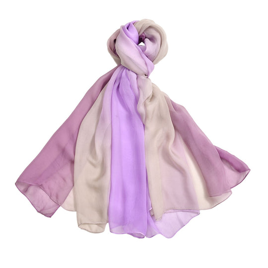 LA MAREY - 100% Maulbeeren-Seidenschal, Chiffon, 110x180 cm, violett