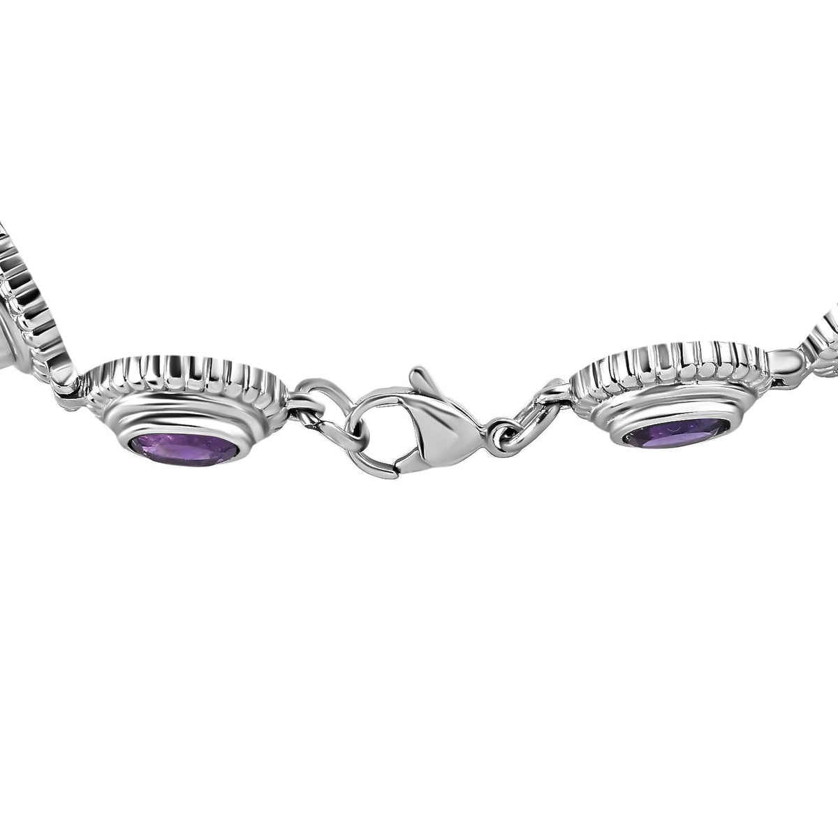 Afrikanisches Amethyst Armband, ca. 19 cm, Edelstahl ca. 9,14 ct