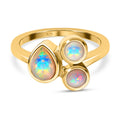 Natürlicher, äthiopischer Welo Opal Ring, 925 Silber vergoldet (Größe 19.00) ca. 0.87 ct