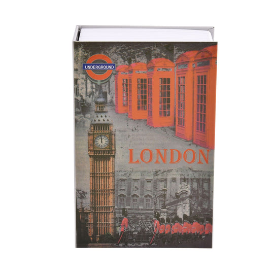 London Buch Tresor mit Schlüsselschloss in Buch-Form, 18x12x6 cm, London