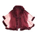 Damen Poncho aus Kunstfell für Herbst und Winter, Weiß und dunkelrot